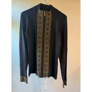 Vintage 70s Fontana Studded Disco Jacket –‎ Italian Black Zip – Punk Glam Rock